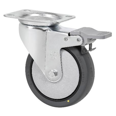 RUEDA GIRATORA PLACA FRENO 10ZVLFD80CP-PGCSB POLIUR.GRIS CONDUCTIVO EJE BOLAS