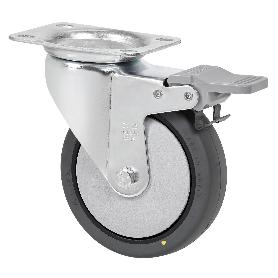 RUEDA GIRATORA PLACA FRENO 10ZVFD100CP-PGCSB POLIUR.GRIS CONDUCTIVO BOLAS