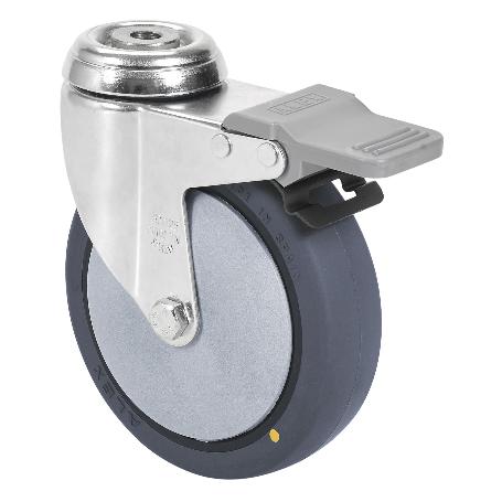 RUEDA GIRATORA AGUJERO M12 FRENO 20BHAFD100CP-PGCSB POLIUR.GRIS CONDUCT.BOLAS