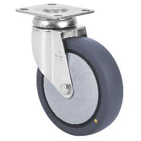 RUEDA GIRATORA PLACA 10BHA125CP-PGCSB POLIUR.GRIS CONDUCTIVO EJE BOLAS