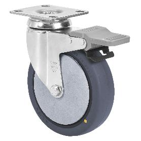 RUEDA GIRATORA PLACA FRENO 10BHAFD125CP-PGCSB POLIUR.GRIS CONDUCTIVO BOLAS