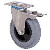 RUEDA GIRATORA PLACA FRENO INOX.10ZVIFD160-PSR POLIAMIX-GOMA GRIS RODILLOS