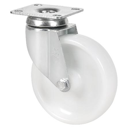 RUEDA GIRATORA PLACA 10BHA100-UT POLIAMIX BLANCO EJE LISO