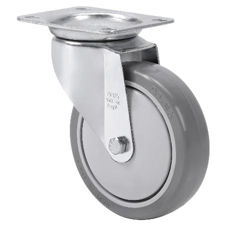 RUEDA GIRATORA PLACA 10ZVL100CP-PGAISB GOMA GRIS EJE BOLAS