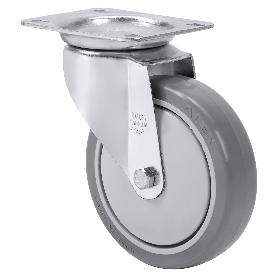 RUEDA GIRATORA PLACA 10ZV125CP-PGAISB GOMA GRIS EJE BOLAS