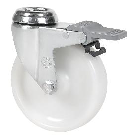 RUEDA GIRATORA AGUJERO M12 FRENO 20BHAFD100-UTR POLIAMIX BLANCO EJE RODILLOS