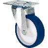 RUEDA GIRATORA PLACA 10ZVL125-POA POLIAMIX BLANCO-POLIUR.AZUL EJE LISO