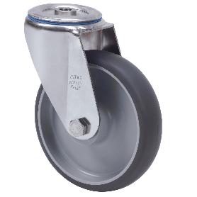 RUEDA GIRATORA AGUJERO M12 INOX.20ZVLI125-PGZN POLIAMIX-GOMA GRIS INYECT.LISO