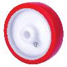 RUEDA PO125-16-52 NUCLEO NYLON BLANCO Y BANDA POLIUR.ROJO EJE LISO