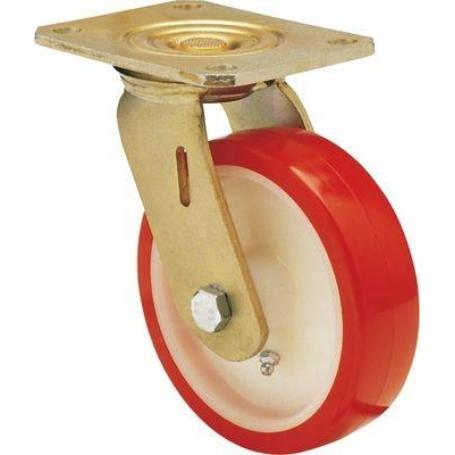RUEDA GIRATORA PLACA 10SL200-POB NYLON BLANCO-POLIUR.ROJO EJE BOLAS