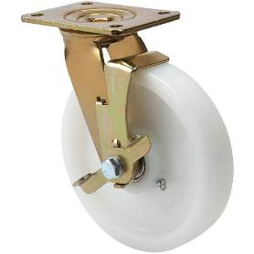 RUEDA GIRATORA PLACA FRENO 10SLFN100-FT NYLON BLANCO EXTRAFUERTE EJE LISO