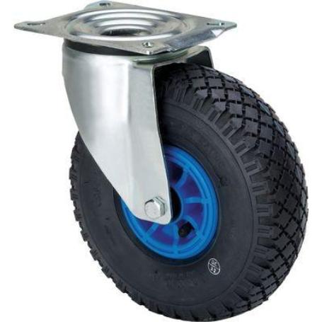 RUEDA GIRATORA PLACA 10WL260-RIP POLIAMIX AZUL-NEUMATICA EJE LISO
