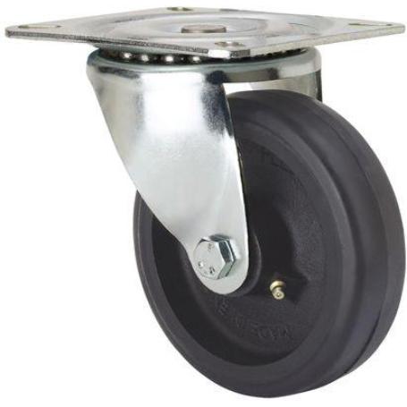 RUEDA GIRATORA PLACA 10-61-100-HGB HIERRO-GOMA NEGRA NATURAL EJE BOLAS