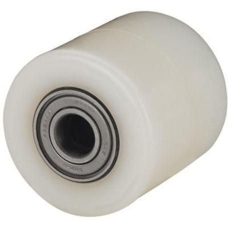 RODILLO TRANSPALETA KNB82-25-70 NYLON BLANCO EXTRAFUERTE EJE BOLAS