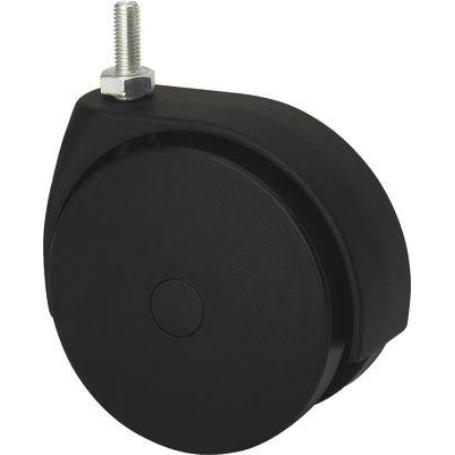 RUEDA GIRATORA ESPIGA ROSCADA M10X25 50DKG120 POLIAMIX NEGRO