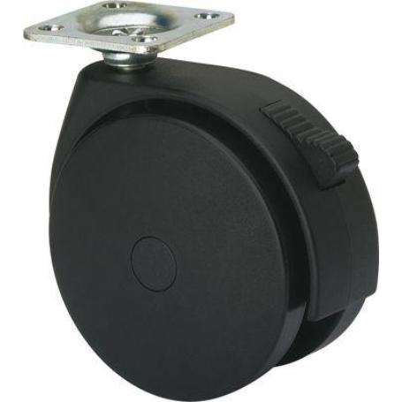 RUEDA GIRATORA PLACA FRENO 10DKGF80 POLIAMIX NEGRO