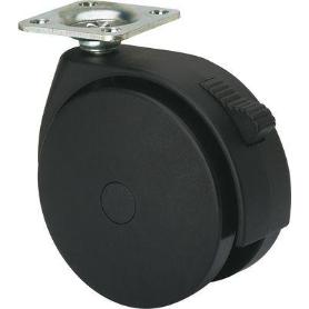 RUEDA GIRATORA PLACA FRENO 10DKGF100 POLIAMIX NEGRO