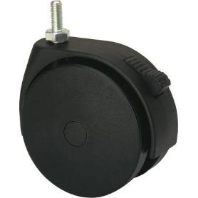 RUEDA GIRATORA ESPIGA ROSCADA M10X25 FRENO 50DKGF100 POLIAMIX NEGRO