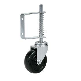 RUEDA GIRATORA C/MUELLE PUERTAS 34JAP100-BKN CAUCHO DURO NEGRO EJE LISO