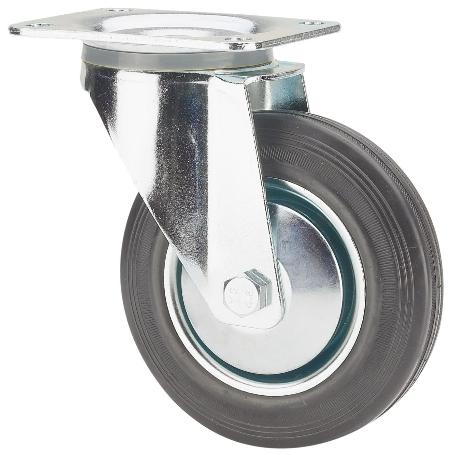 RUEDA GIRATORA PLACA 120-080-1 CP METALICO-GOMA NEGRA EJE RODILLOS