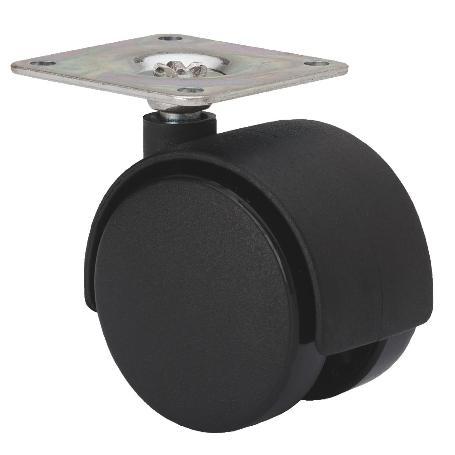 RUEDA GIRATORA PLACA 420-040-1 NYLON NEGRO EJE LISO