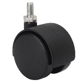 RUEDA GIRATORA ESPIGA ROSCADA M10X15 420-050-62 NYLON NEGRO EJE LISO