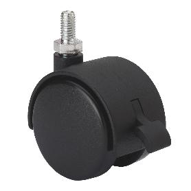 RUEDA GIRATORA ESPIGA ROSCADA M10X15 FRENO 420-050-72 NYLON NEGRO EJE LISO