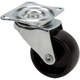 RUEDA GIRATORA PLACA 415-040-1 POLIAMIX NEGRO EJE LISO