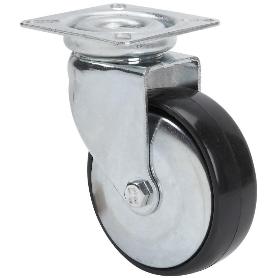 RUEDA GIRATORA PLACA 400-060-1 CP POLIAMIDA NEGRA EJE LISO