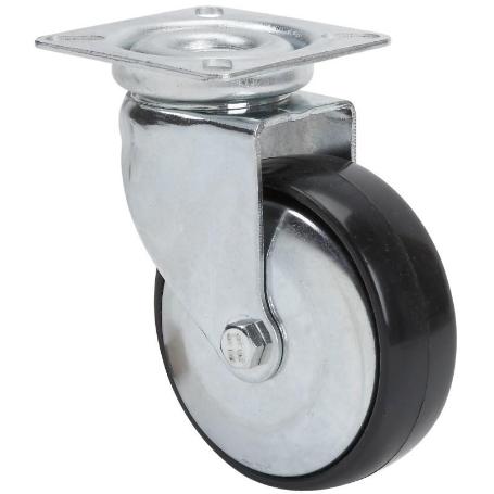 RUEDA GIRATORA PLACA 400-100-1 CP POLIAMIDA NEGRA EJE LISO