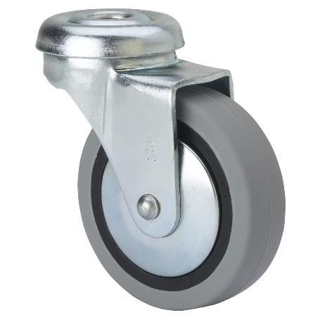 RUEDA GIRATORA AGUJERO M8 601-030-4 POLIAMIX-GOMA GRIS EJE LISO