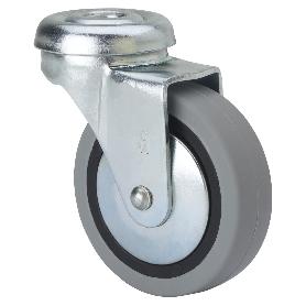 RUEDA GIRATORA AGUJERO M8 601-040-4 POLIAMIX-GOMA GRIS EJE LISO