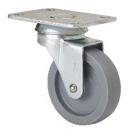 RUEDA GIRATORA PLACA 602-040-1 POLIAMIX GRIS EJE LISO