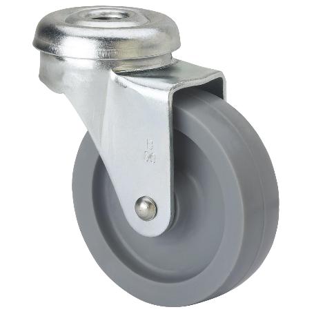 RUEDA GIRATORA AGUJERO M8 602-040-4 POLIAMIX GRIS EJE LISO