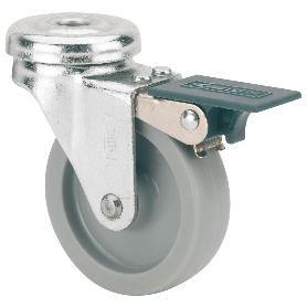 RUEDA GIRATORA AGUJERO M8 FRENO 602-040-5 POLIAMIX GRIS EJE LISO