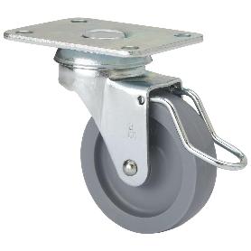 RUEDA GIRATORA PLACA FRENO VARIL.602-060-31 POLIAMIX GRIS EJE LISO