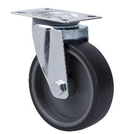 RUEDA GIRATORA PLACA 124.1-080-1 POLIAMIX-GOMA GRIS EJE LISO