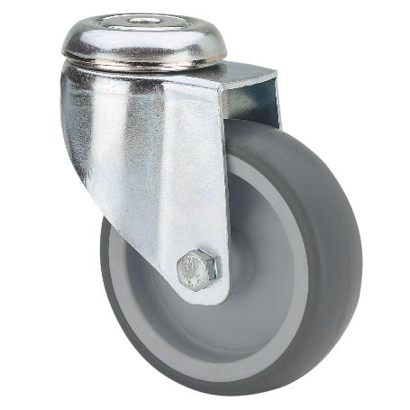 RUEDA GIRATORA AGUJERO M12 301-150-4 POLIAMIX-GOMA GRIS EJE LISO