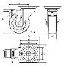 RUEDA GIRATORA PLACA FRENO 10ZVFD100-DEB ALUMINIO-GOMA NEGRA ELASTICA BOLAS