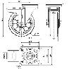 RUEDA GIRATORA PLACA FRENO 10ZVFD160-DEB ALUMINIO-GOMA NEGRA ELASTICA BOLAS