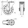 RUEDA GIRATORA AGUJERO M12 20ZV160-DEB ALUMINIO-GOMA NEGRA ELASTICA EJE BOLAS