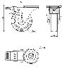 RUEDA GIRATORA AGUJ.M12 FR.INOX.20ZVIFD100-POL POLIAMIX BL-POLIUR.MARRON LISO