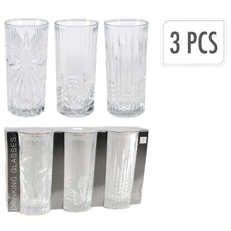 VASOS LABRADOS ALTOS 380 ML LOTE 3