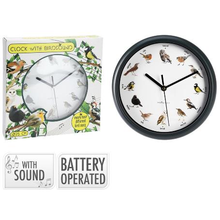 RELOJ PARED 30 CM SONIDO PAJAROS SURTIDO