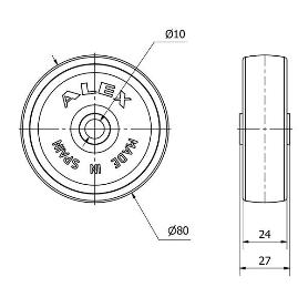 RUEDA SL80-10-27 PLASTICO BLANCO EJE LISO