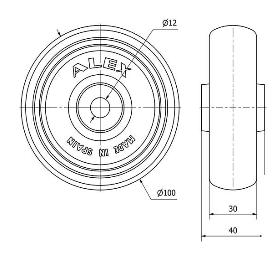 RUEDA PGZN100-12-40 NUCLEO POLIAMIX Y BANDA GOMA GRIS INYECT.LISO