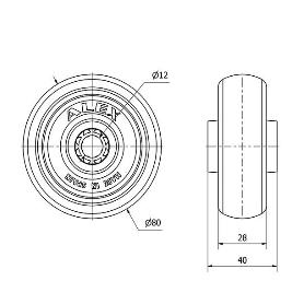 RUEDA PGZR80-12-40 POLIAMIX Y BANDA GOMA GRIS INYECT.(COJ.ROD.INOX)
