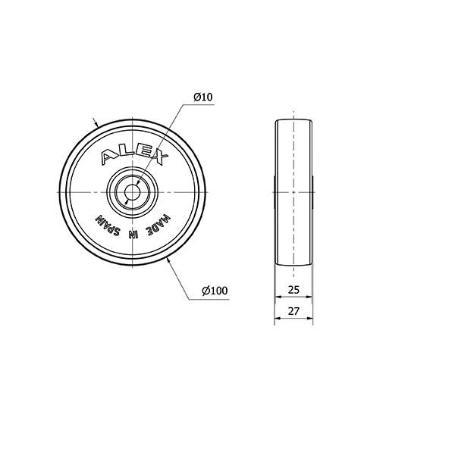 RUEDA SL100-10-28 PLASTICO BLANCO EJE LISO
