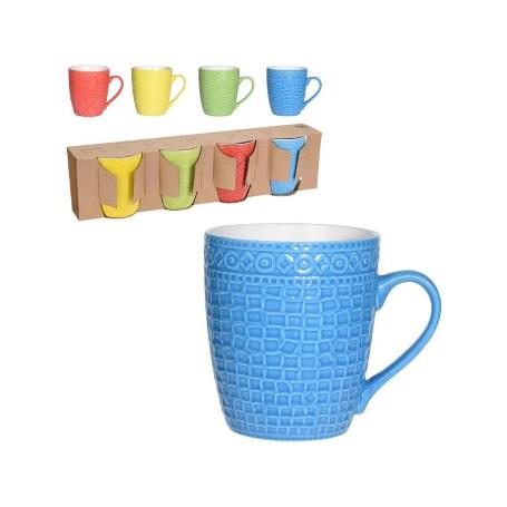 TAZAS MUG TEXTURAS 380ML 4 PIEZAS LOTE 4