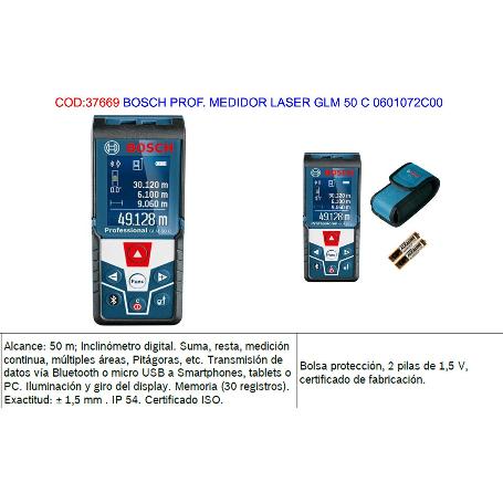 BOSCH PROF. MEDIDOR LASER GLM 50 C 0601072C00